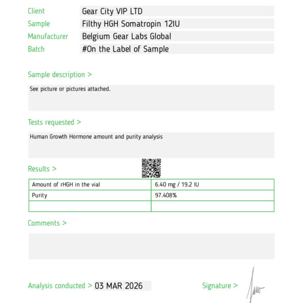 Filthy - HGH 12IU x 10 Vials Somatropin - Image 2