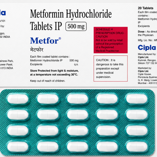 Metformin Hydrochloride 500mg (20 Tabs)